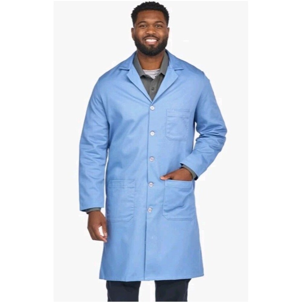 Bulwark Flame Resistant 7 oz Cotton Lapel Color Lab Coat Blue Extra Small